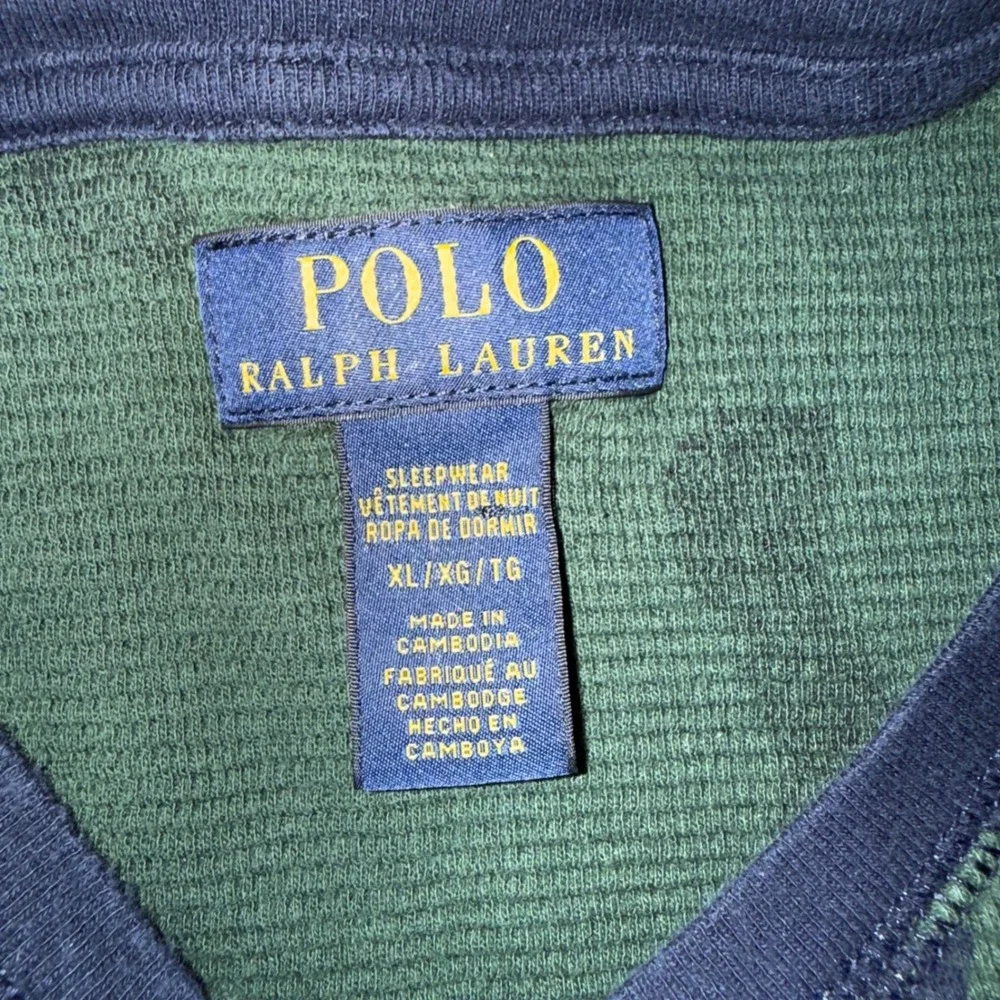 Polo Ralph Lauren Sleepwear Set XL Camo‎ Blue Green Thermal Waffle Knit 2pc